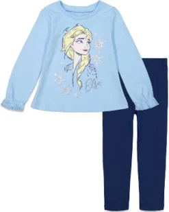 Disney Princess Anna Elsa Frozen Girls Graphic T-Shirt And Leggings Outfit Set Toddler To Big Kid -Best Clothing Store GUEST 53fa12b1 79dd 4027 965e 77a9cb43b1e3