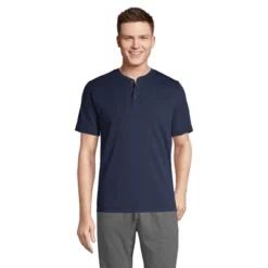 Lands' End Men's Knit Rib Short Sleeve Henley Pajama Shirt -Best Clothing Store GUEST 54a73b6d 2293 44df ad75 da116f284e8d