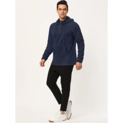 Lars Amadeus Men's Half Zip Hoodie Drawstring Fleeced Pullover Hooded Sweatshirt -Best Clothing Store GUEST 54c5e18b c9f0 4592 91f5 af0a6aebc87c