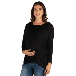 24seven Comfort Apparel Oversized Long Sleeve Maternity Dolman Top