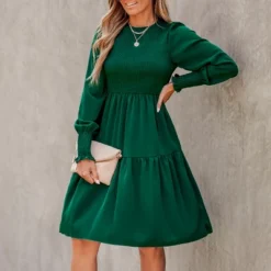 Women's Emerald Smocked Ruffled Dress - Cupshe -Best Clothing Store GUEST 5511b8ca 3c42 477f 8cee 49da023553ab