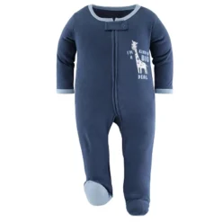 The Peanutshell Blue Safari Footed Baby Sleepers For Boys, 3-Pack -Best Clothing Store GUEST 5ad16091 60e6 48a0 ad10 a7d32b23e8ee