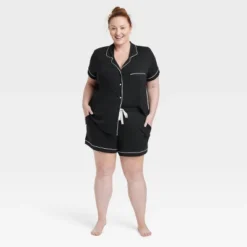 Women's Beautifully Soft Short Sleeve Notch Collar Top And Shorts Pajama Set - Stars Above™ -Best Clothing Store GUEST 5adbaa7c 361a 4014 85c2 daf66b8c44b9