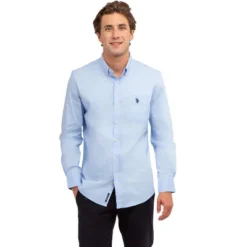 U.S. Polo Assn. Men's Solid Stretch Poplin Long Sleeve Button Down Shirt -Best Clothing Store GUEST 5b42a5fa 5f96 4604 aaf3 3e84a68be13b