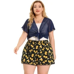 Agnes Orinda Women's Plus Size Shorts Floral Straight Slash Pocket Lace Trim Elastic Waist Pants -Best Clothing Store GUEST 5cd6010d 5177 4a48 96fb 8db38a7b8752