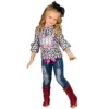 Girls Pastel Pumpkin Leopard Patched Jeans Set Mia Belle Girls, Leopard, 10