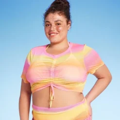 Women's Mesh Drawstring Ruched Cover Up Top - Wild Fable™ -Best Clothing Store GUEST 5ea869c2 9197 42d4 be2b b720280e194f