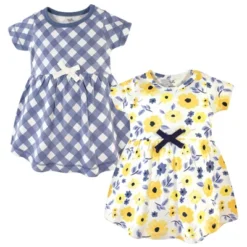 Touched By Nature Baby And Toddler Girl Organic Cotton Short-Sleeve Dresses 2pk, Yellow Garden -Best Clothing Store GUEST 5ee7e25e 59f1 4729 a469 efd64c3fe03a