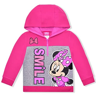 Disney Girl's Minnie Mouse Graphic Printed Half Zip Pullover Hoodie Jacket For Kids 4 Disney Girl's Minnie Mouse Graphic Printed Half Zip Pullover Hoodie Jacket For Kids - Image 2
