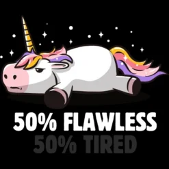 Junior's Design By Humans 50% Flawless 50% Lazy Cute Unicorn Gift By EduEly T-Shirt