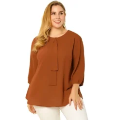Agnes Orinda Women's Plus Size Work Round Neck Ruffle Chiffon Blouse Top -Best Clothing Store GUEST 6119f847 dff8 4f03 9588 411c8bef494a
