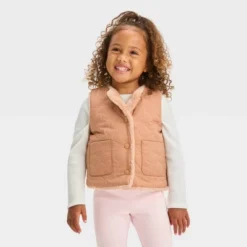 Toddler Girls' Quilted Reversible Jacket - Cat & Jack™ Beige -Best Clothing Store GUEST 636c37d0 f0d3 4c66 8b52 88ac045e9bb5