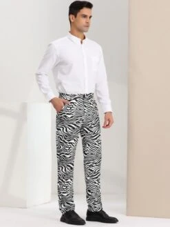 Lars Amadeus Men's Flat Front Party Prom Animal Printed Pants -Best Clothing Store GUEST 64867b65 884a 40c8 9a92 e9c87b9cc7c7