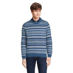 Lands' End Men's Lighthouse Fairisle Crew Sweater -Best Clothing Store GUEST 650ef167 bb2e 4fab bb8c 6bf9c42e0cf5
