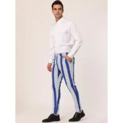 Lars Amadeus Men's Striped Dress Pants Color Block Slim Fit Flat Front Formal Trousers -Best Clothing Store GUEST 66801948 891d 435c 9ca5 e4d03ddab038
