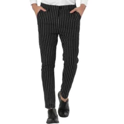 Lars Amadeus Men's Dress Striped Slim Fit Flat Front Business Trousers -Best Clothing Store GUEST 66925913 b7bd 4bfc 88bd 85d1a0fa2aa4