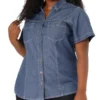 Agnes Orinda Women's Plus Size Jeans Short Sleeve Chest Pocket Button Down Denim Shirts -Best Clothing Store GUEST 66929735 91a1 43ca 9a73 b98bbcb2a2ad