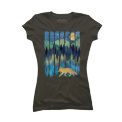 Junior's Design By Humans Fox Forest Night By Maryedenoa T-Shirt -Best Clothing Store GUEST 66c60c4c a00c 4ab9 956e 02e2edcf459d