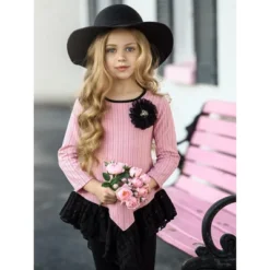 Girls Fine Lines Lace Tunic & Trimmed Legging Set - Mia Belle Girls -Best Clothing Store GUEST 66e299d5 ef9e 4c5a 83cf 42f3a9c20361