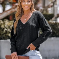 Women's Pointelle Knit V-Neck Sweater - Cupshe 13 Women's Pointelle Knit V-Neck Sweater - Cupshe -Best Clothing Store GUEST 69db220c 2820 4ae7 963f bc92ec452f9d