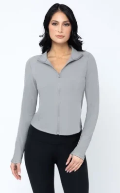 Yogalicious Womens Lux Streamline Interlink Ribbed Contour Insert Full Zip Performance Jacket With Pockets -Best Clothing Store GUEST 6ae0b047 0dff 4707 b24f b01a9be74c61