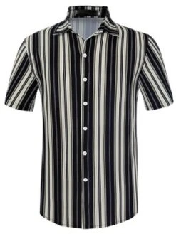 Lars Amadeus Men's Summer Striped Shirt Short Sleeves Casual Button Down Beach Shirts -Best Clothing Store GUEST 6b8d1171 6a5d 476a b077 6b6d4adbd418