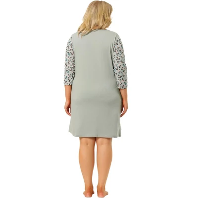 Agnes Orinda Women's Plus Size Cute Floral 3/4 Sleeve Floral Print Nightgowns 6 Agnes Orinda Women's Plus Size Cute Floral 3/4 Sleeve Floral Print Nightgowns - Image 4