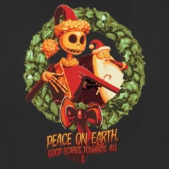 Women's The Nightmare Before Christmas Christmas Jack Peace On Earth Good Scares Towards All T-Shirt