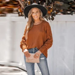 Women's Pumpkin Spice Textured Knit Sweater - Cupshe -Best Clothing Store GUEST 6c48ec2e c014 40ac bea5 c620fdc7fb84