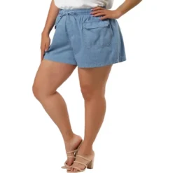 Agnes Orinda Women's Plus Size Drawstring Elastic Waist Pockets Denim Shorts -Best Clothing Store GUEST 6c69ee95 5be2 480c 8b28 69b2cc667df5