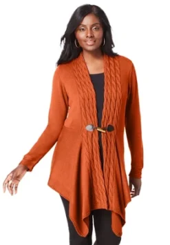 Jessica London Women’s Plus Size Toggle-Front Cardigan
