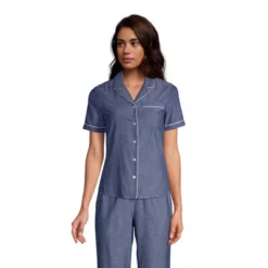 Lands' End Women's Short Sleeve Cotton Poplin Pajama Shirt -Best Clothing Store GUEST 6cf34761 0476 4cd5 96d2 fbdbf8ddd928