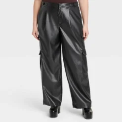 Women's High-Rise Straight Faux Leather Cargo Pants - A New Day™ Black -Best Clothing Store GUEST 6d11f9b6 2377 4cc1 9a62 8768c917cc4d