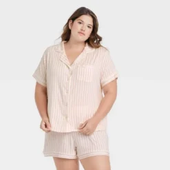 Women's Beautifully Soft Short Sleeve Notch Collar Top And Shorts Pajama Set - Stars Above™ -Best Clothing Store GUEST 6d96b8a3 6cfb 480c 9ed7 7fe31c811658