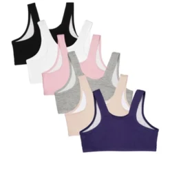 Fruit Of The Loom Girls Cotton Stretch Sports Bra 6 Pack