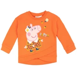 Peppa Pig Girls Pullover Crossover Fleece Sweatshirt And Leggings Outfit Set Little Kid