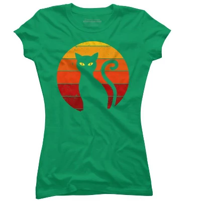 Junior's Design By Humans Vintage Retro Sunset Halloween Black Cat I By Lemonpepper T-Shirt 9 Junior's Design By Humans Vintage Retro Sunset Halloween Black Cat I By Lemonpepper T-Shirt - Image 7