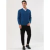 Lars Amadeus Men's Solid Color Knitted Long Sleeves V Neck Pullover Sweater -Best Clothing Store GUEST 6e9e0690 31e6 4e37 b7f8 d57e471aab38