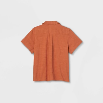 Latino Heritage Month Kids' Short Sleeve Floral Woven Button-Down Shirt - Orange 4 Latino Heritage Month Kids' Short Sleeve Floral Woven Button-Down Shirt - Orange - Image 2