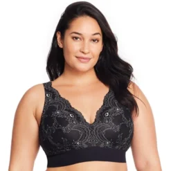 Glamorise Womens Bramour Lexington Lace Plunge Bralette Wirefree Bra 7013 Black 11 Glamorise Womens Bramour Lexington Lace Plunge Bralette Wirefree Bra 7013 Black -Best Clothing Store GUEST 6f3c7fc9 a825 449c a3e3 bbccca0d2ab6