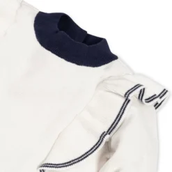 Hope & Henry Girls' Long Sleeve Mock Neck Ruffle Pinafore Sweater Dress, Infant