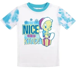 Looney Tunes Tweety It's Nice To Be Kind Youth Blue & White Wash Pattern Sleep Set