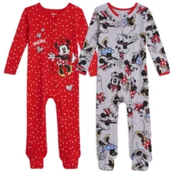 Disney Minnie Mouse Baby Girls 2 Pack Zip Up Sleep N' Play Coveralls Newborn To Infant -Best Clothing Store GUEST 7149e4d5 b957 4793 bde5 6e22cafe130e