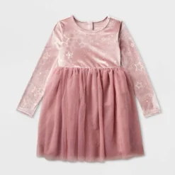 Girls' Adaptive Long Sleeve Star Velour To Tulle Dress - Cat & Jack™ Dusty Pink -Best Clothing Store GUEST 71c03aa7 b741 4178 b7c2 be873bf5cc83