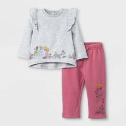 Baby Girls' 2pc Disney Princess Fleece Pullover And Jogger Set - Burgundy -Best Clothing Store GUEST 7524f534 7834 4482 a6bd fefa9ff577f2