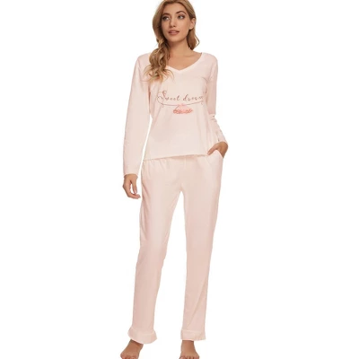 Cheibear Womens Sleepwear Lounge V-Neck Soft Nightwear With Pants Long Sleeve Pajama Set 8 Cheibear Womens Sleepwear Lounge V-Neck Soft Nightwear With Pants Long Sleeve Pajama Set - Image 6