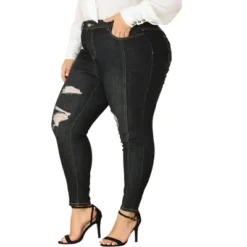 Agnes Orinda Women's Plus Size Mid Rise Stretch Washed Skinny Denim Jeans -Best Clothing Store GUEST 76422d5e f1eb 4239 9570 ff85633e05d4