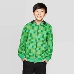 Kids' Minecraft Creeper Costume Fleece Sweatshirt - Green -Best Clothing Store GUEST 78579430 42a0 4e55 aafb 8b2d6d574e77
