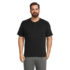 Lands' End Men's Knit Rib Short Sleeve Henley Pajama Shirt -Best Clothing Store GUEST 791628cb 5921 4470 8765 a096e2566200