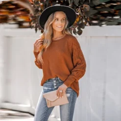 Women's Pumpkin Spice Textured Knit Sweater - Cupshe -Best Clothing Store GUEST 79cbc0d6 4c39 4ec1 a6d0 44c184b3063f